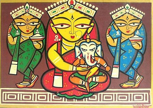 Painting of Dancing Gopi - Jamini Roy — Google Arts & Culture